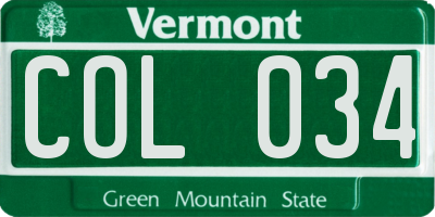 VT license plate COL034