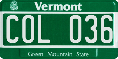 VT license plate COL036
