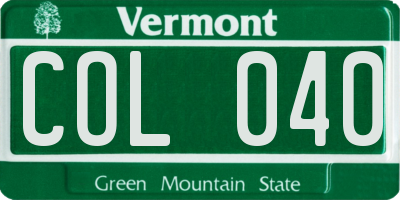 VT license plate COL040