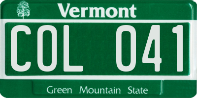 VT license plate COL041