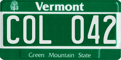 VT license plate COL042