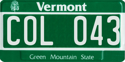 VT license plate COL043