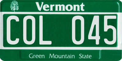 VT license plate COL045