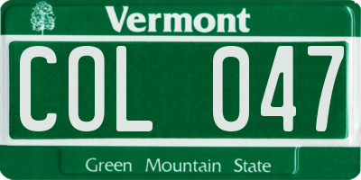VT license plate COL047