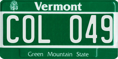 VT license plate COL049