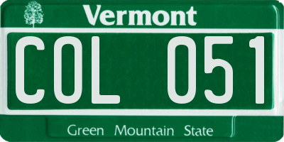 VT license plate COL051