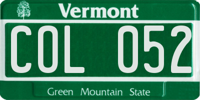 VT license plate COL052