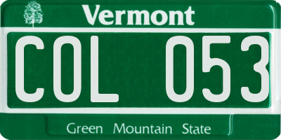 VT license plate COL053