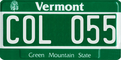 VT license plate COL055