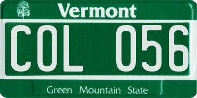 VT license plate COL056