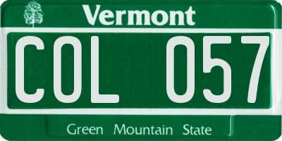 VT license plate COL057