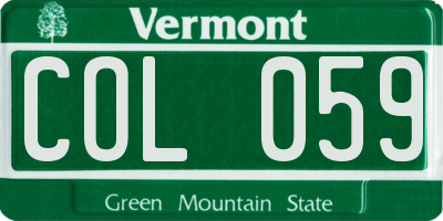 VT license plate COL059
