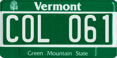 VT license plate COL061
