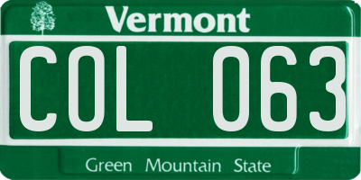 VT license plate COL063