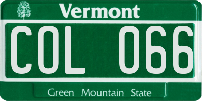 VT license plate COL066