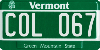 VT license plate COL067