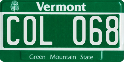 VT license plate COL068