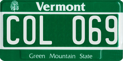 VT license plate COL069