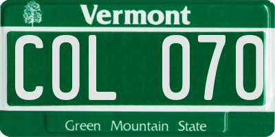 VT license plate COL070