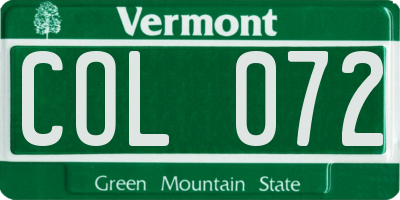 VT license plate COL072