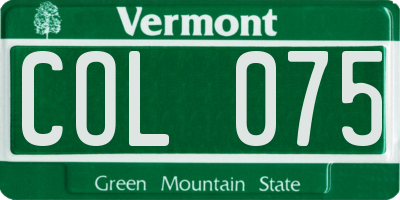 VT license plate COL075
