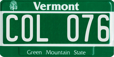 VT license plate COL076