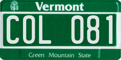 VT license plate COL081