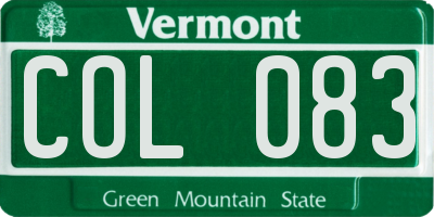 VT license plate COL083