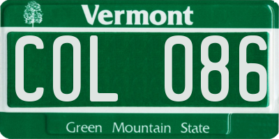 VT license plate COL086