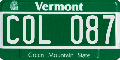 VT license plate COL087
