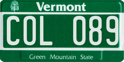 VT license plate COL089