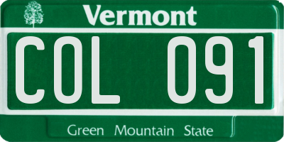 VT license plate COL091