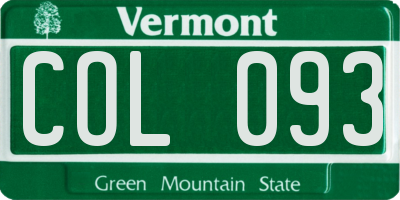 VT license plate COL093