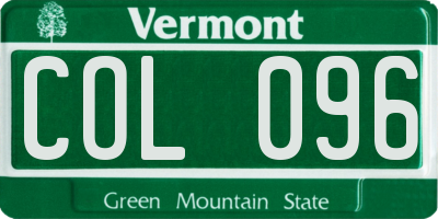 VT license plate COL096
