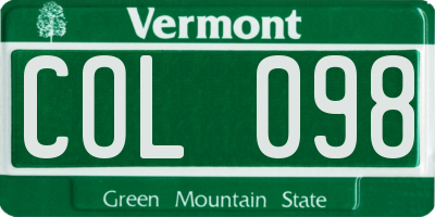VT license plate COL098
