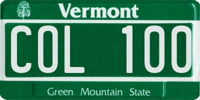 VT license plate COL100