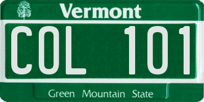 VT license plate COL101