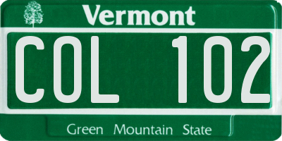 VT license plate COL102