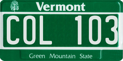 VT license plate COL103