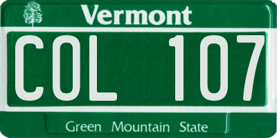 VT license plate COL107