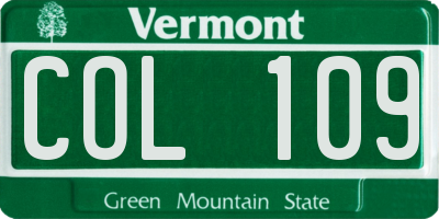 VT license plate COL109