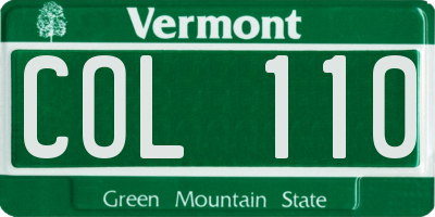 VT license plate COL110