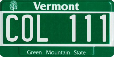 VT license plate COL111