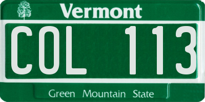 VT license plate COL113