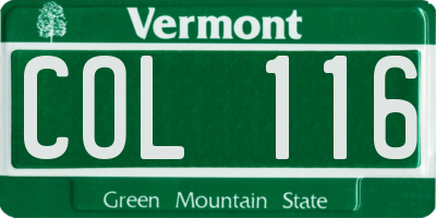 VT license plate COL116