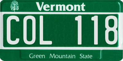 VT license plate COL118