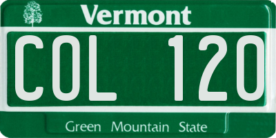 VT license plate COL120