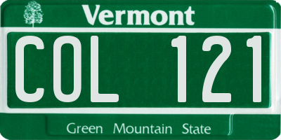 VT license plate COL121