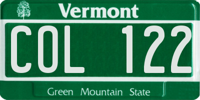 VT license plate COL122
