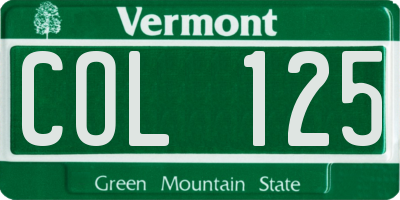 VT license plate COL125